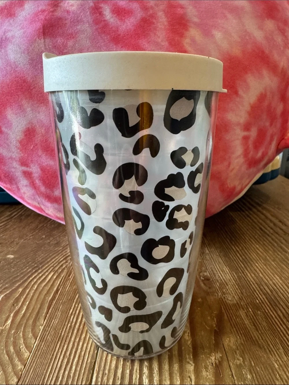 tervis White and Black Leopard Print Travel Tumbler with Cream Lid